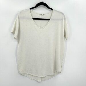 RAG & BONE White Knit V-Neck Oversized Short Sleeve Top Size Small